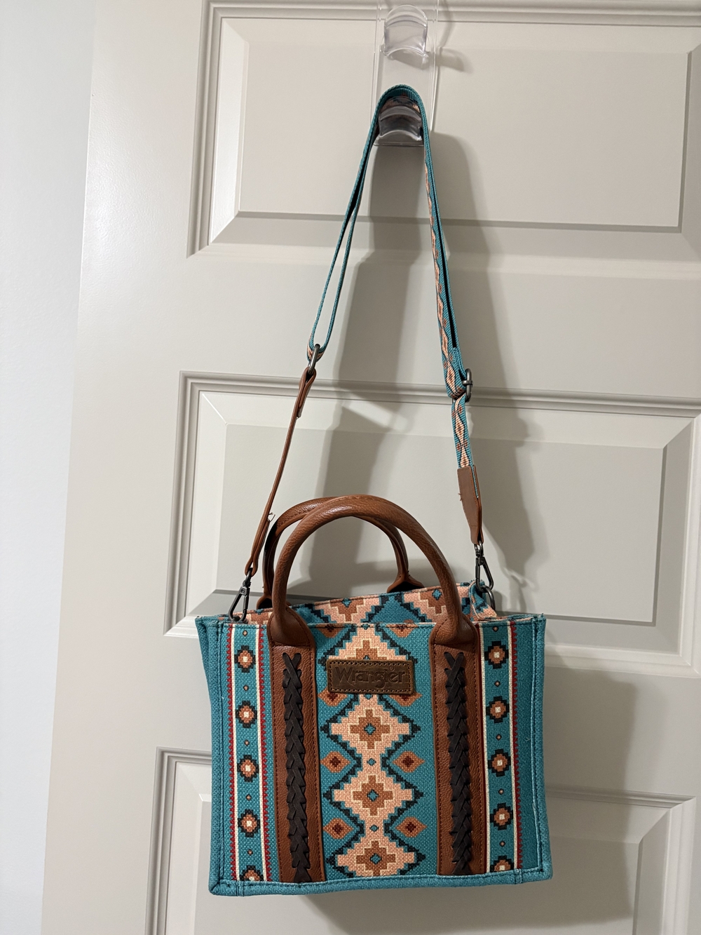 Turquoise and Brown Aztec-Pattern Tote Bag